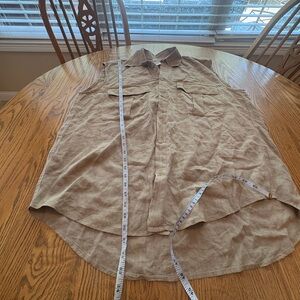 Aire Italy Sleeveless Tan Linen Blouse Tunic Top XL